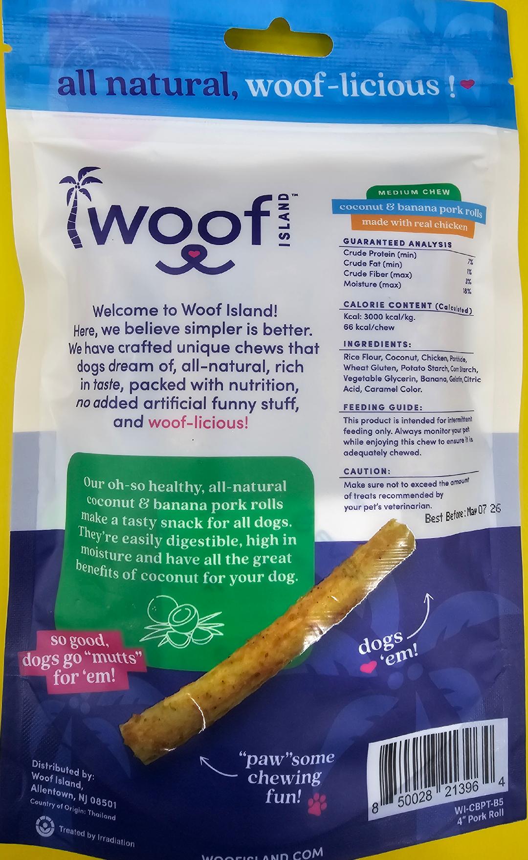 Coconut Pork Roll Dog Treats